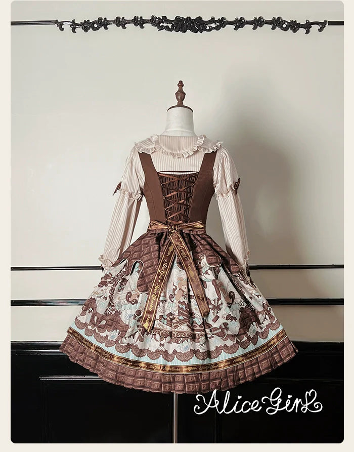 Alice Girl - Bear Chocolate Bar - Kawaii Lolita JSK & Salopette Dress
