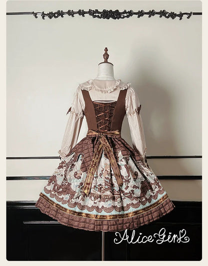 Alice Girl - Bear Chocolate Bar - Kawaii Lolita JSK & Salopette Dress