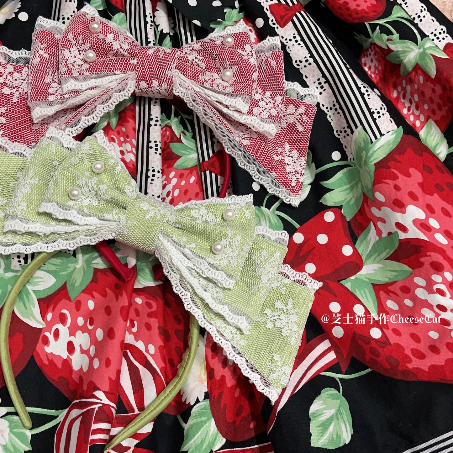 Cheese Cat - Sweet Lolita KC Lace Butterfly Lolita KC with Pearl