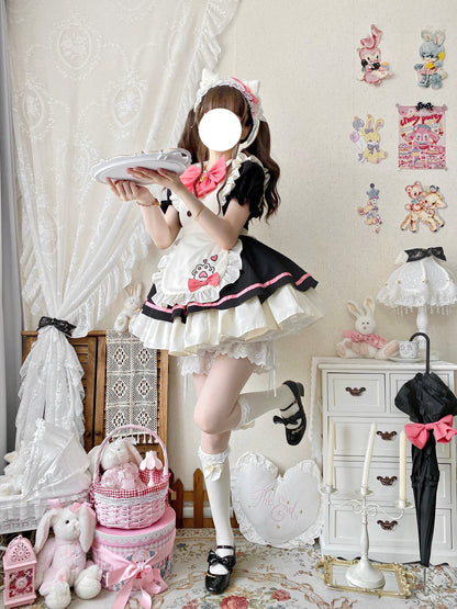 Qianmu - Cat Cafe - Maid Lolita OP dress with Detachable Bow and Apron