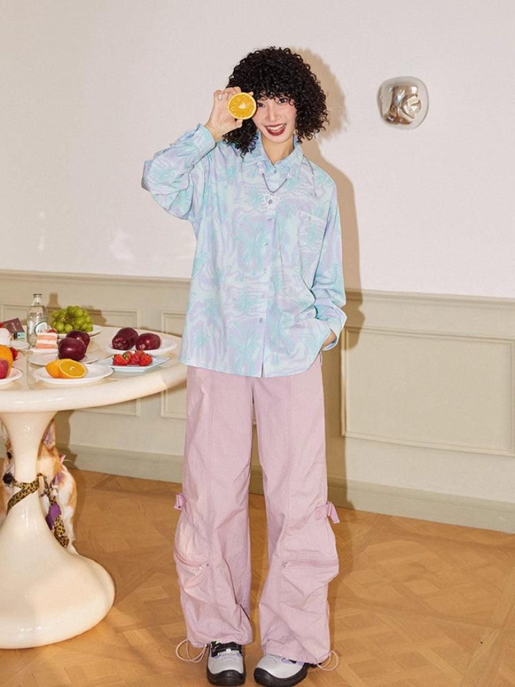 Butterfly print loose long sleeve shirt【s0000006553】