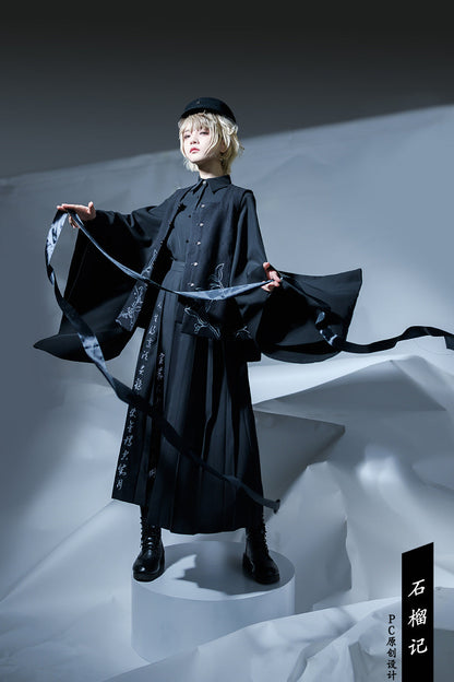 Princess Chronicles - Pomegranate Note - Chinese Style Black Pleated Skirt