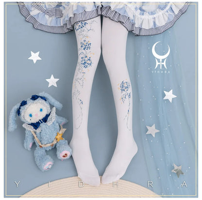 Yidhra - Resplendent flower Qiki - Elegant Lolita Pantyhose Velvet Pantyhoses Summer
