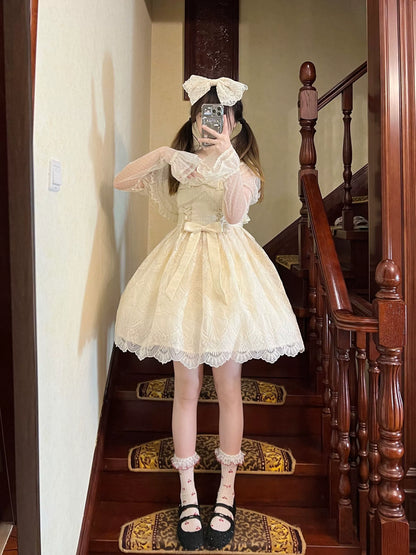 Uncle's Workshop - White Wave Tide - Sweet Lolita JSK Dress Solid Color Dress