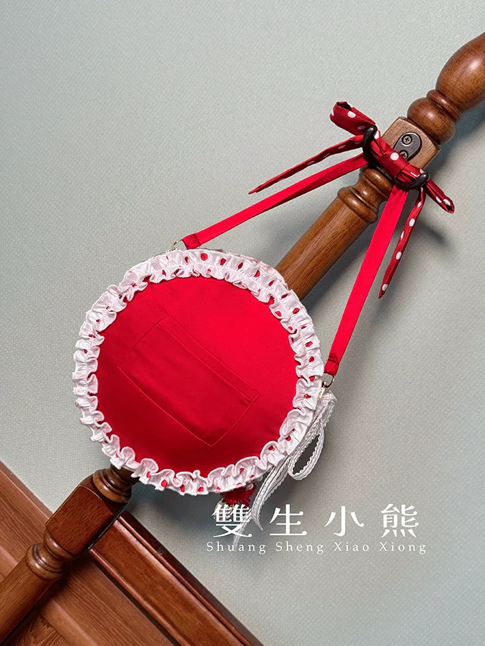 Shuang Sheng Xiao Xiong - Bite The Cake - Sweet Lolita Accessories, Red & White Polka Dots