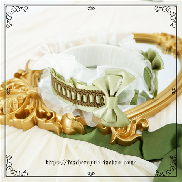 Fox Cherry - Elegant Grass Green Lolita Bow Headdress