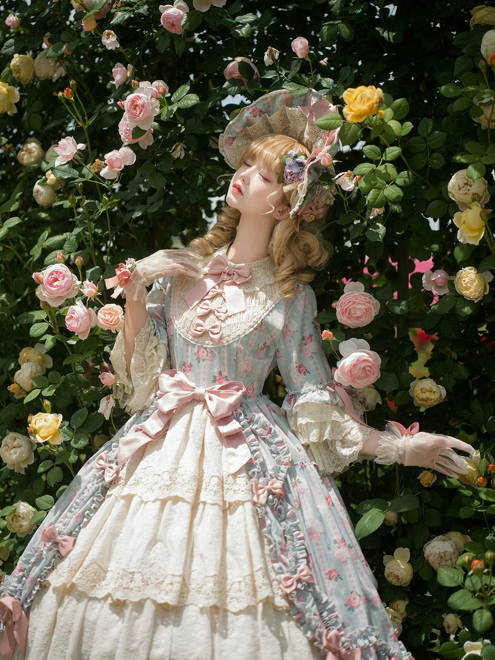Miss Point - Lilyka Garden - Classic Lolita OP Dress Set Elegant Floral Wall Princess Sleeve