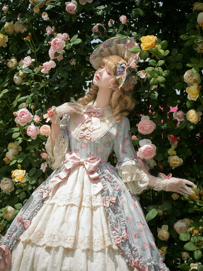 Miss Point - Lilyka Garden - Classic Lolita OP Dress Set Elegant Floral Wall Princess Sleeve