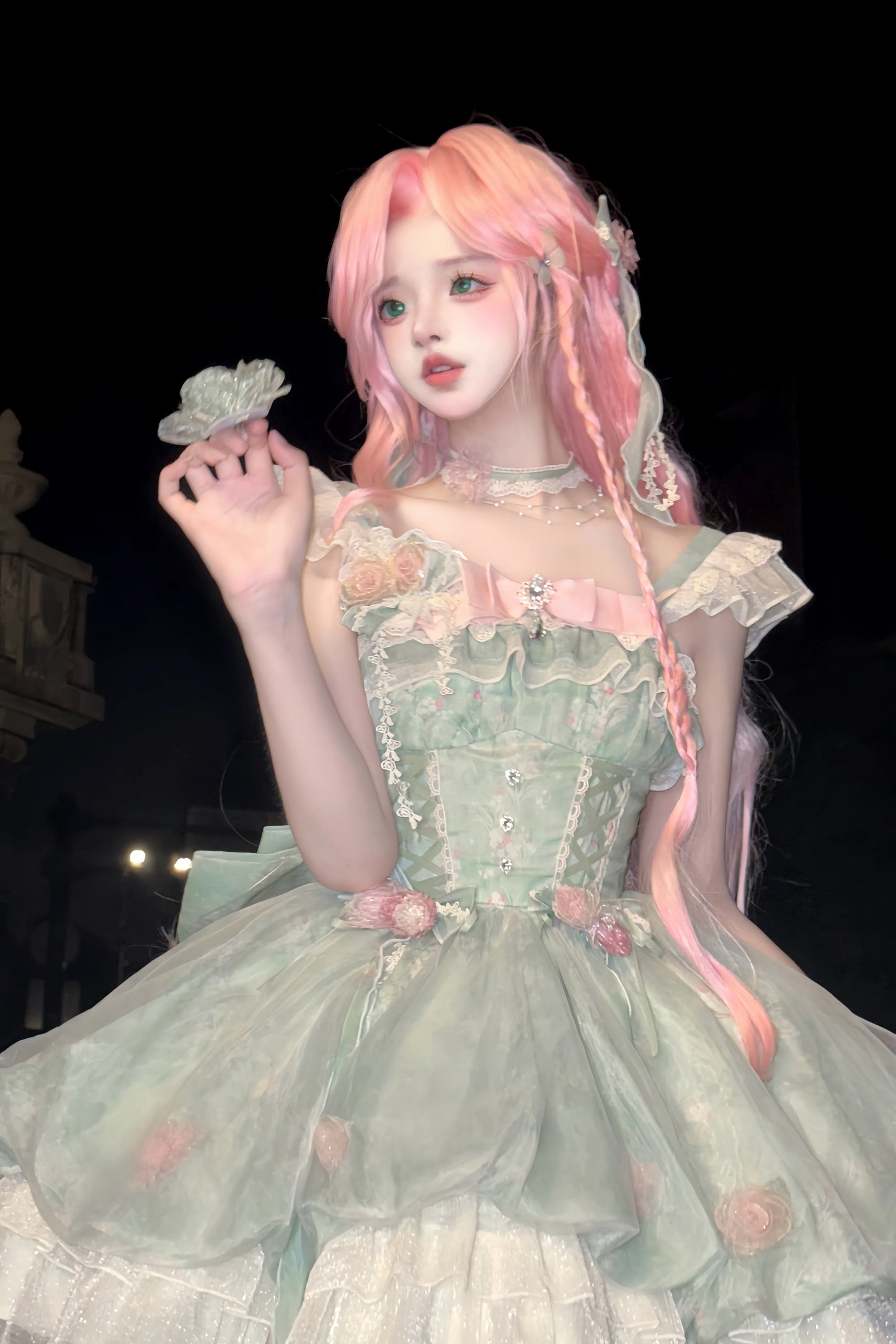 Platycodon House - Floral Magician - Sweet Lolita Dress Floral Print Short Length JSK