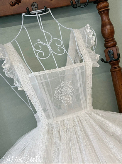 Alice Girl - Elegant Lolita Embroidered Apron with Adjustable Strap