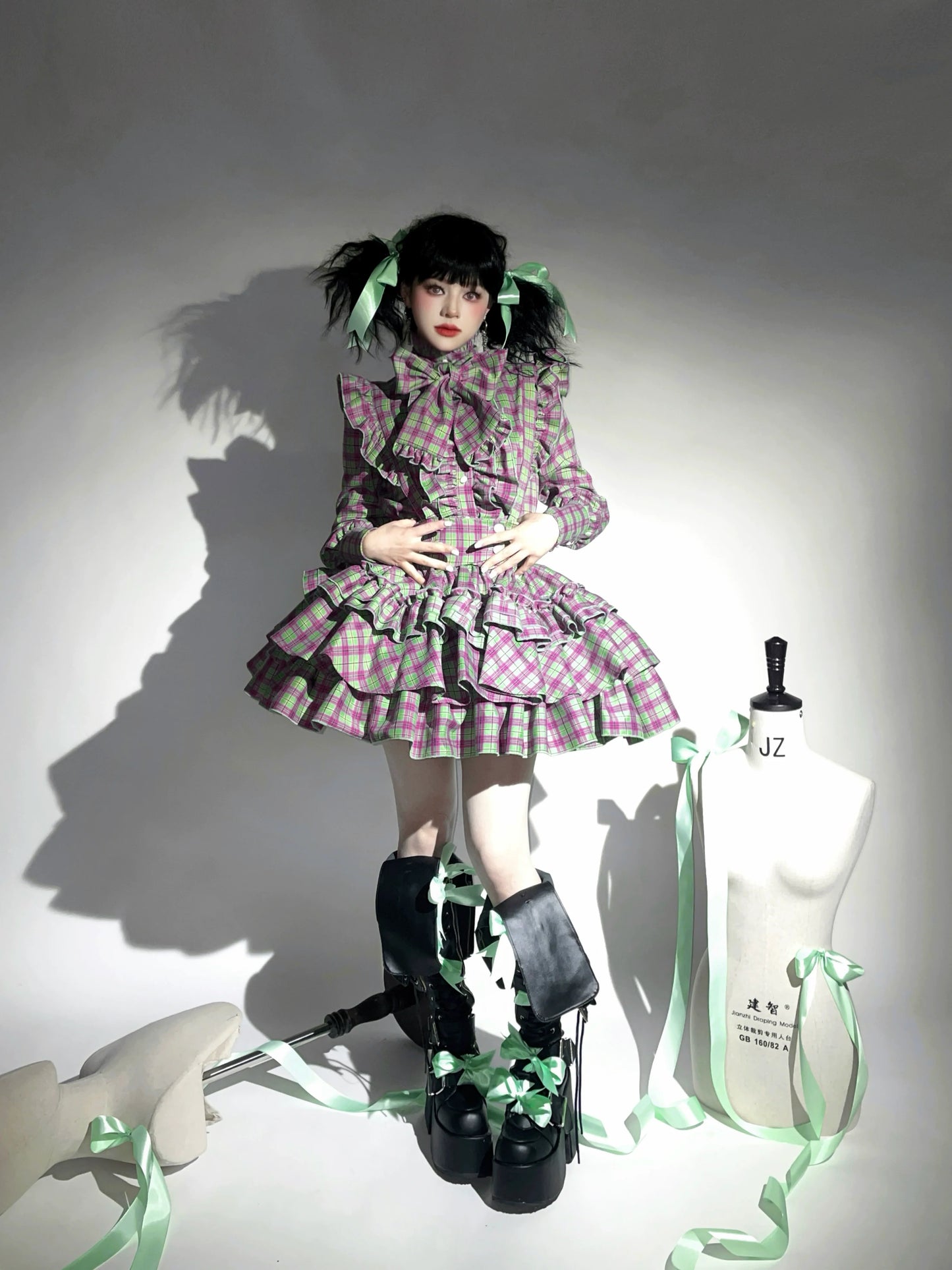 CATCOCOON - Humanoid Gift Box - Christmas Plaid Lolita Blouse & SK