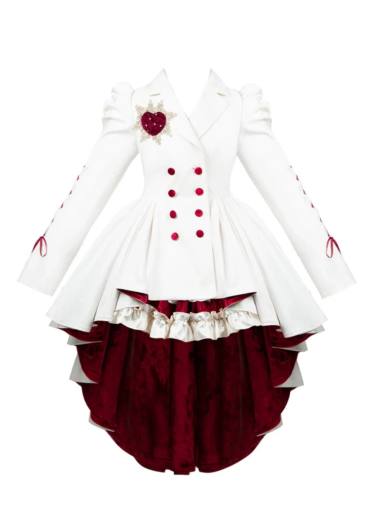 With PUJI - Mary's Heart - Classic Lolita Bodice Dress with Invisible Strap Irregular Coat