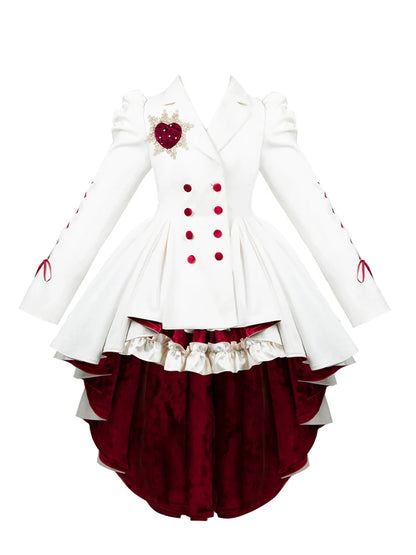 With PUJI - Mary's Heart - Classic Lolita Bodice Dress with Invisible Strap Irregular Coat