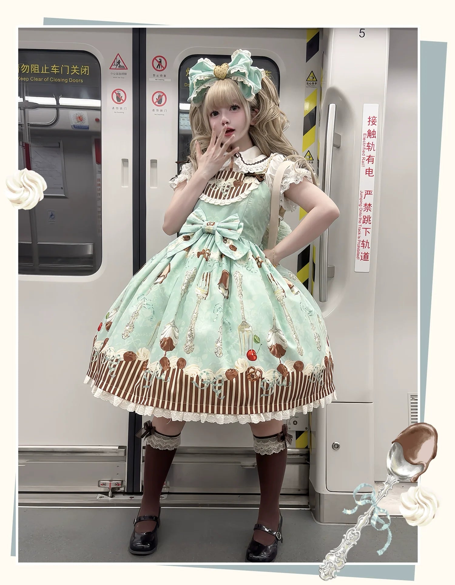 Sweet Dream Sheep - Sweet Dessert - Green Lolita Jumper Dress Lolita Headwear