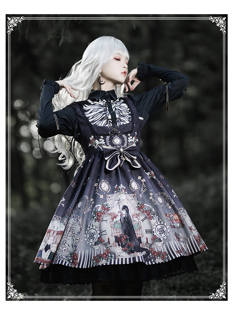 YingLuoFu - Black Fairytale - Gothic Twins Lolita JSK