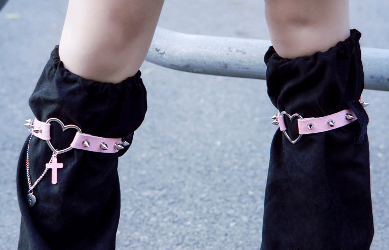 Strange Sugar - Gothic Suede Warm Leg Cover Black Pink