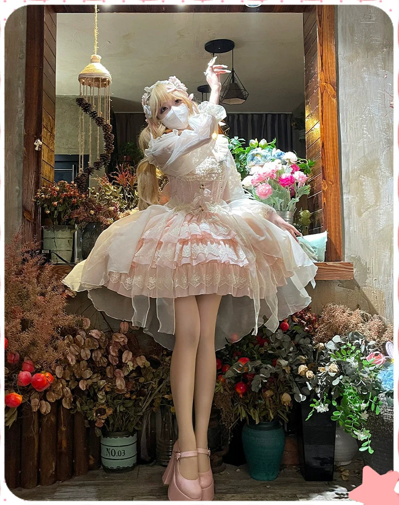 ZhiJinYuan - Tears of the Rose - Sweet Lolita JSK Mini Lolita Ballet Short Dress