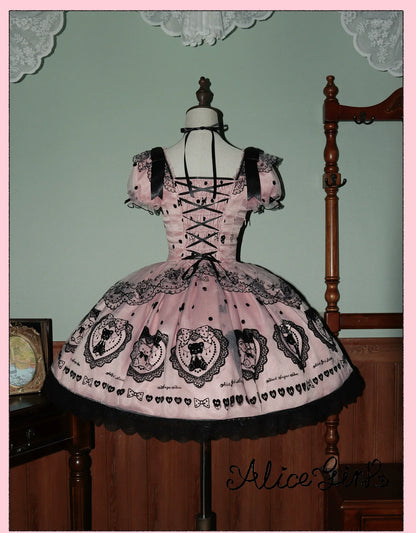 Alice Girl - Brown Sugar Bear - Printed Sweet Lolita Dress, Multiple Styles