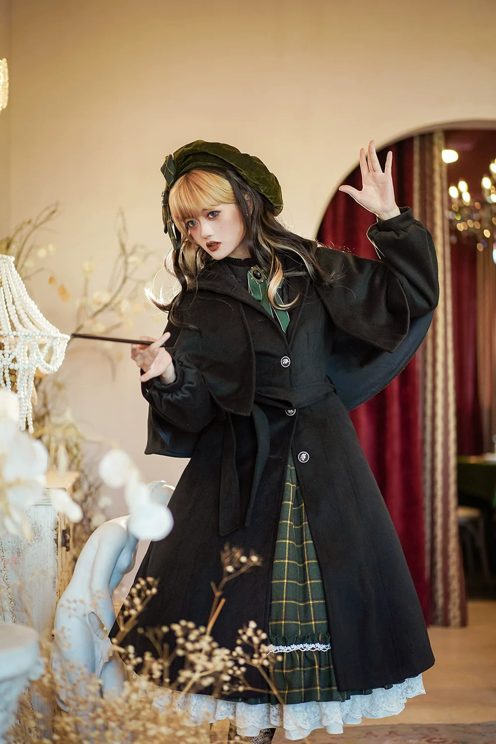 Miss Point - Rose - Elegant Lolita Pliad Print Vest Customized