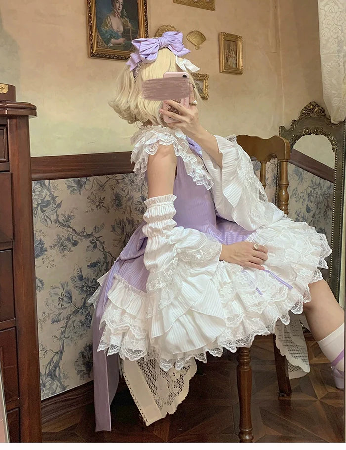Alice Girl - Arrogant Miss - Sweet Lolita Jumper Dress with Tiered Lace Dress