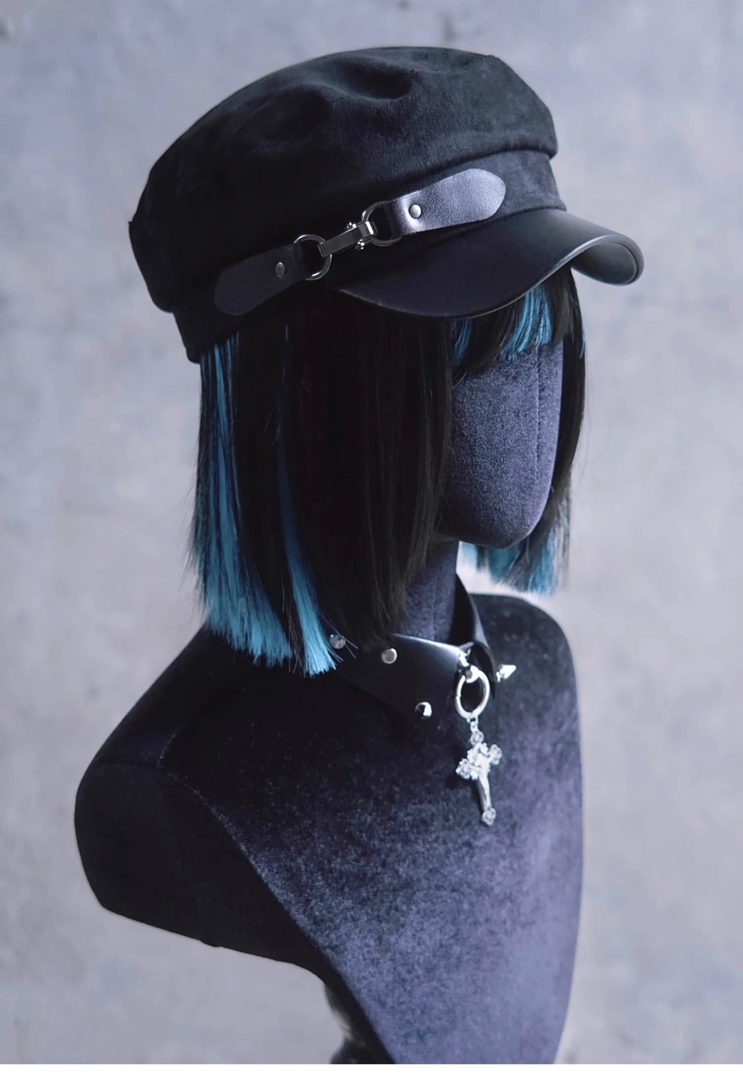 Strange Sugar - Gothic Lolita Hat Leather Buckle Lolita Newsboy Hat