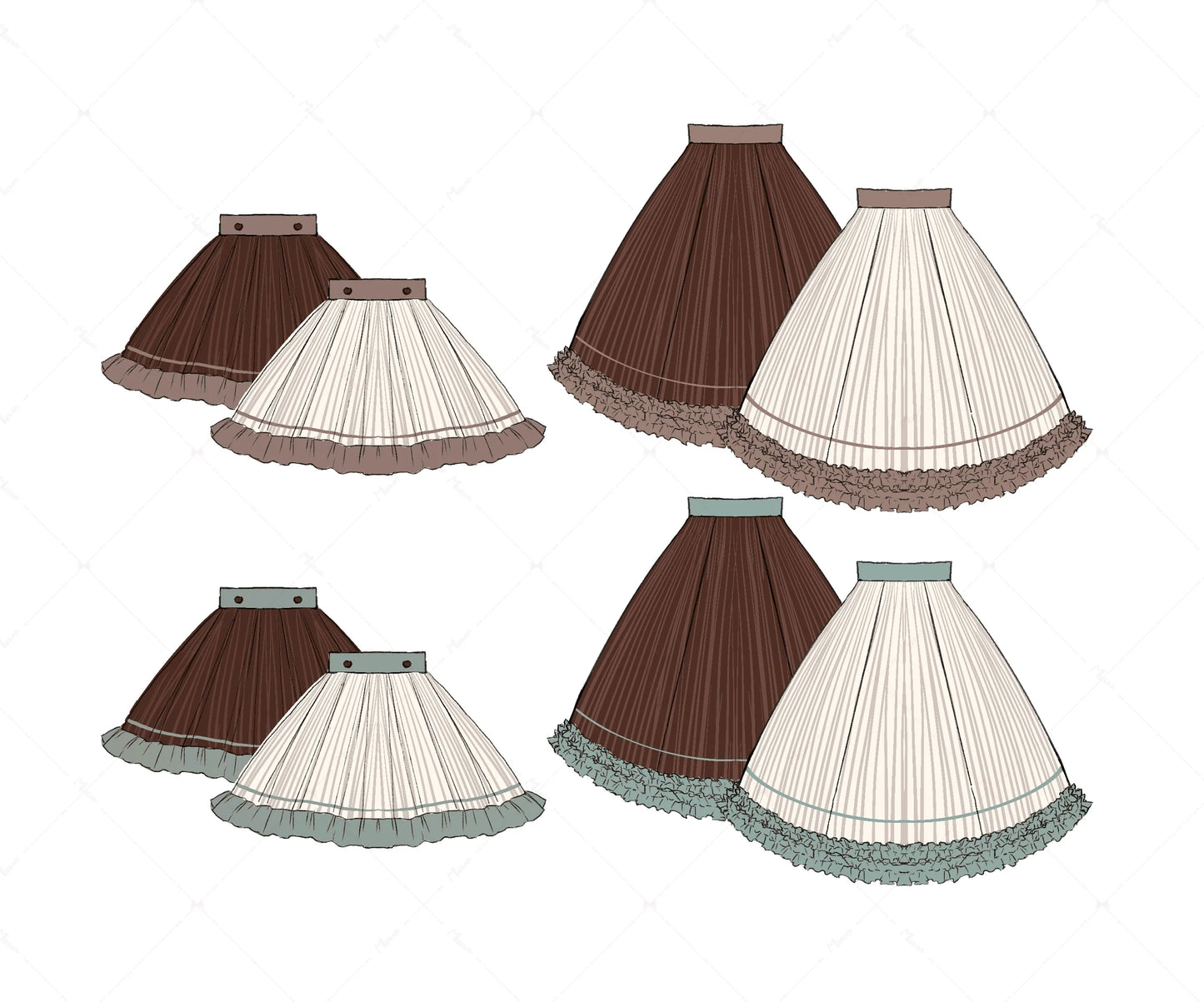 Miss Point - Classical Chocolate - Classic Lolita Skirt Elegant Striped SK