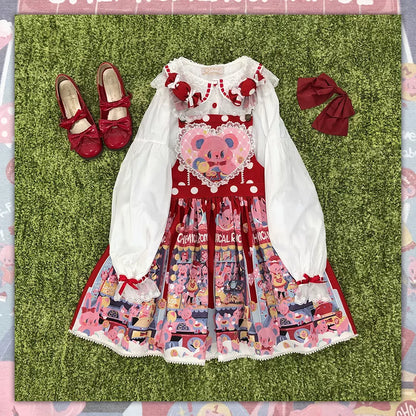 Chemical Romance - Sweetheart Doll Machine - Sweet Lolita Printed Salopette