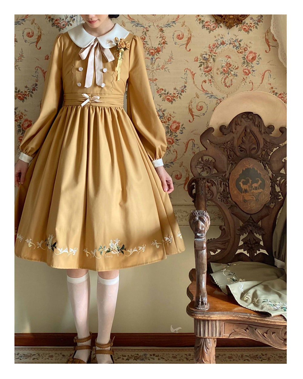 EESSILY - The Spring of Champs Elysees - Elegant Lolita Floral Embroidered OP