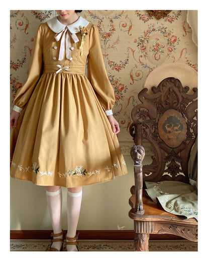 EESSILY - The Spring of Champs Elysees - Elegant Lolita Floral Embroidered OP