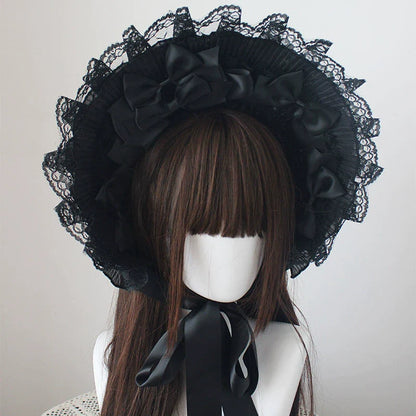 Deer Girl - Gothic Lolita Handmade Bonnet with Bows and Beads