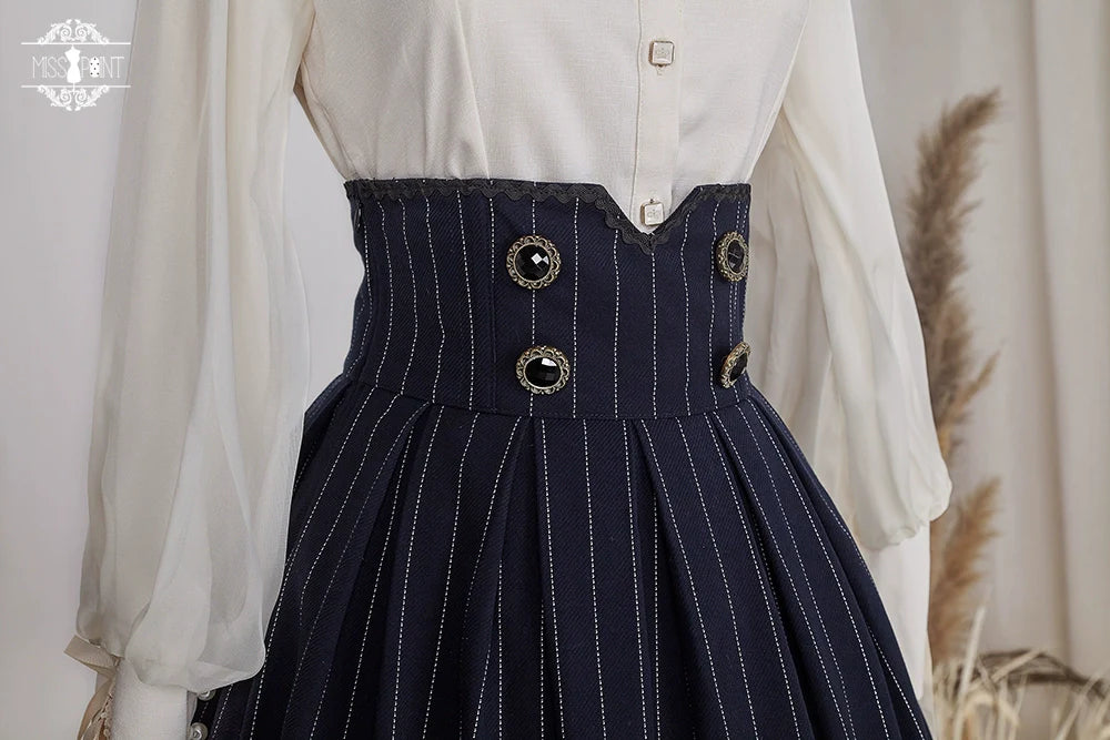 Miss Point - Rose Doll - Elegant Lolita Striped Fishbone Skirt
