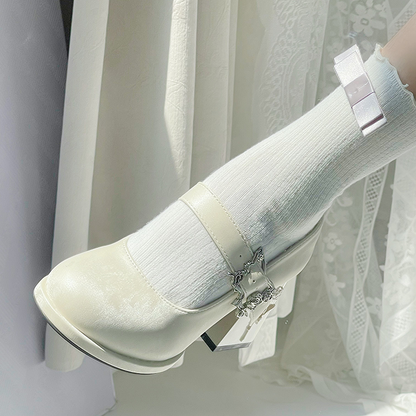 Dreamland - Wanxiang Cycle - Elegant Lolita Heel Shoes with Embossed Rose