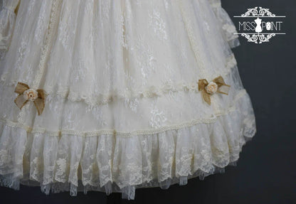 Miss Point - Dawn Girl - Reto Elegant lolita OP Dress Lace Long Sleeve