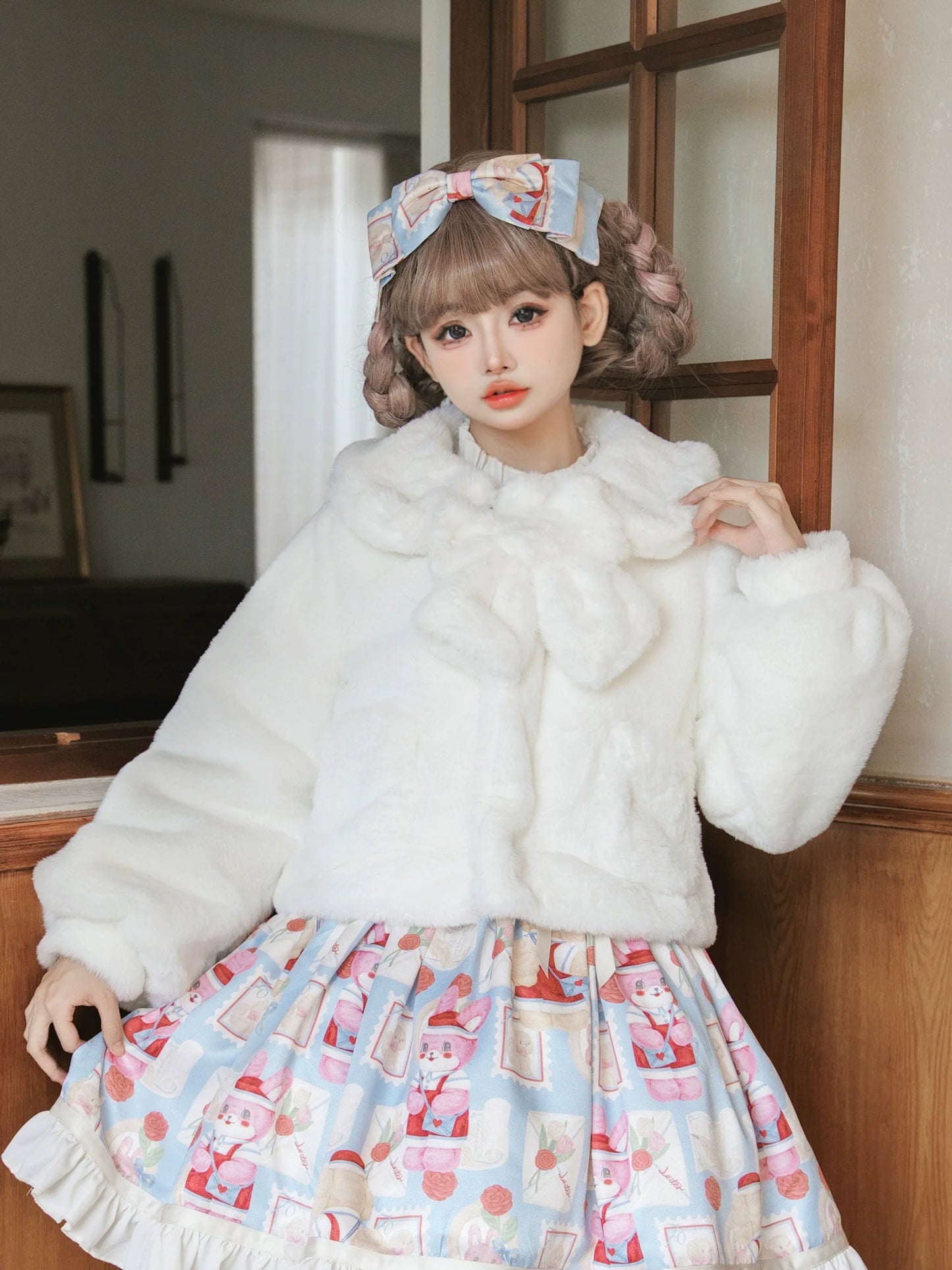 Eieyomi - Daily Lolita Coat Imitation Rabbit Hair Short Winter Coat