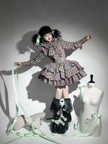 CATCOCOON - Humanoid Gift Box - Christmas Plaid Lolita Blouse & SK