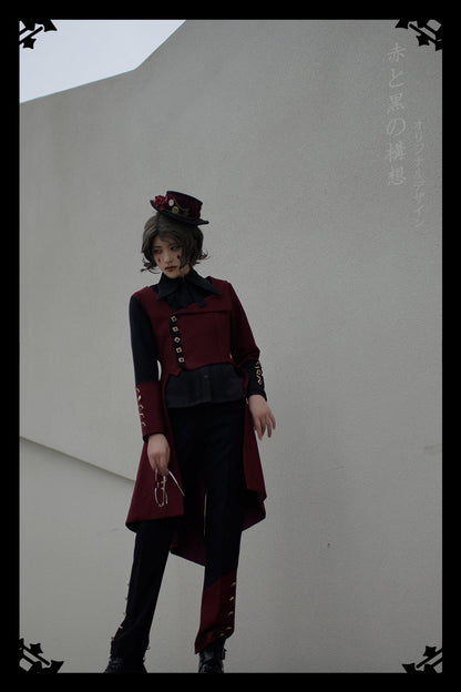 Princess Chronicles - Red and Black - Retro Ouji Lolita Handsome Black Pants