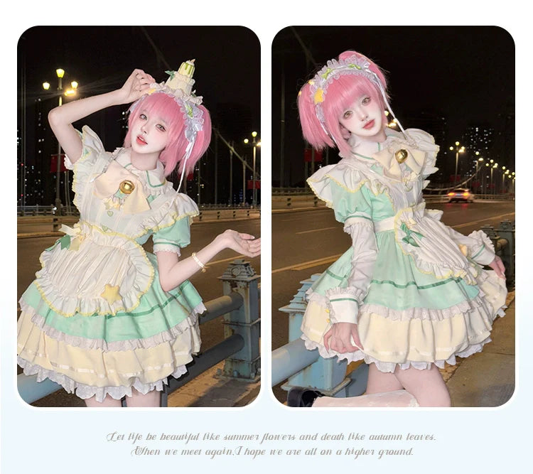 Sakurahime - Berry Bubble - Kawaii Lolita OP Tiered Ruffles Apron Lolita Dress