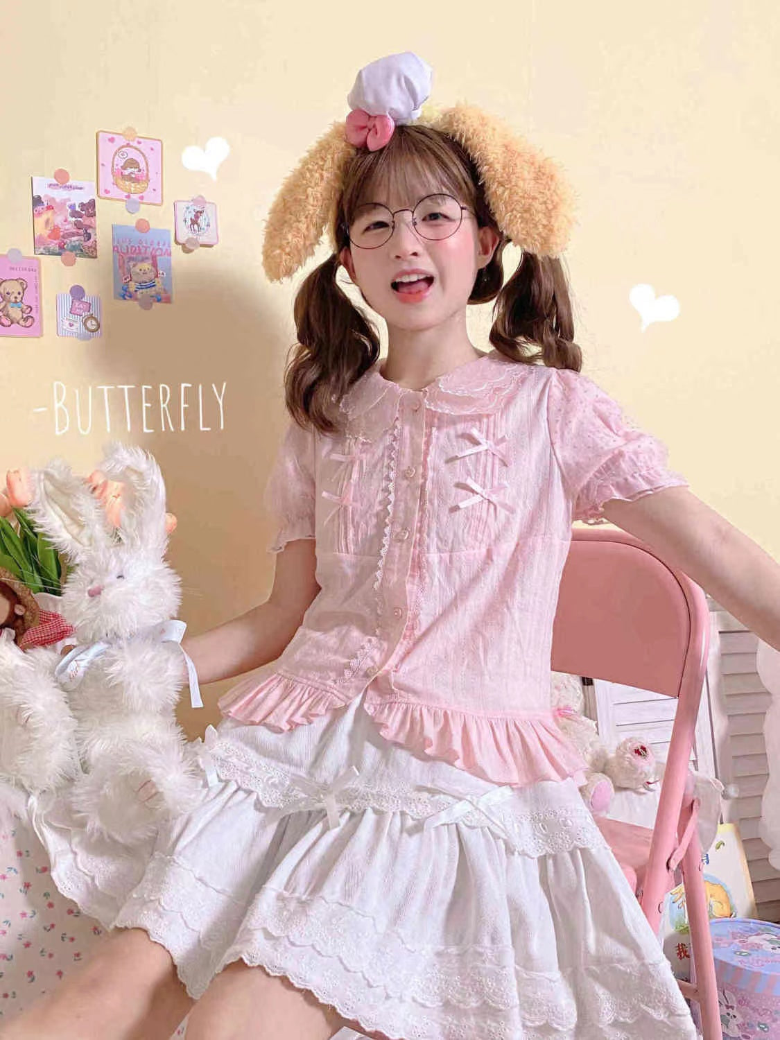 Yaya - Little Fluttershy - Multi-Colored Cotton Lolita Shirt