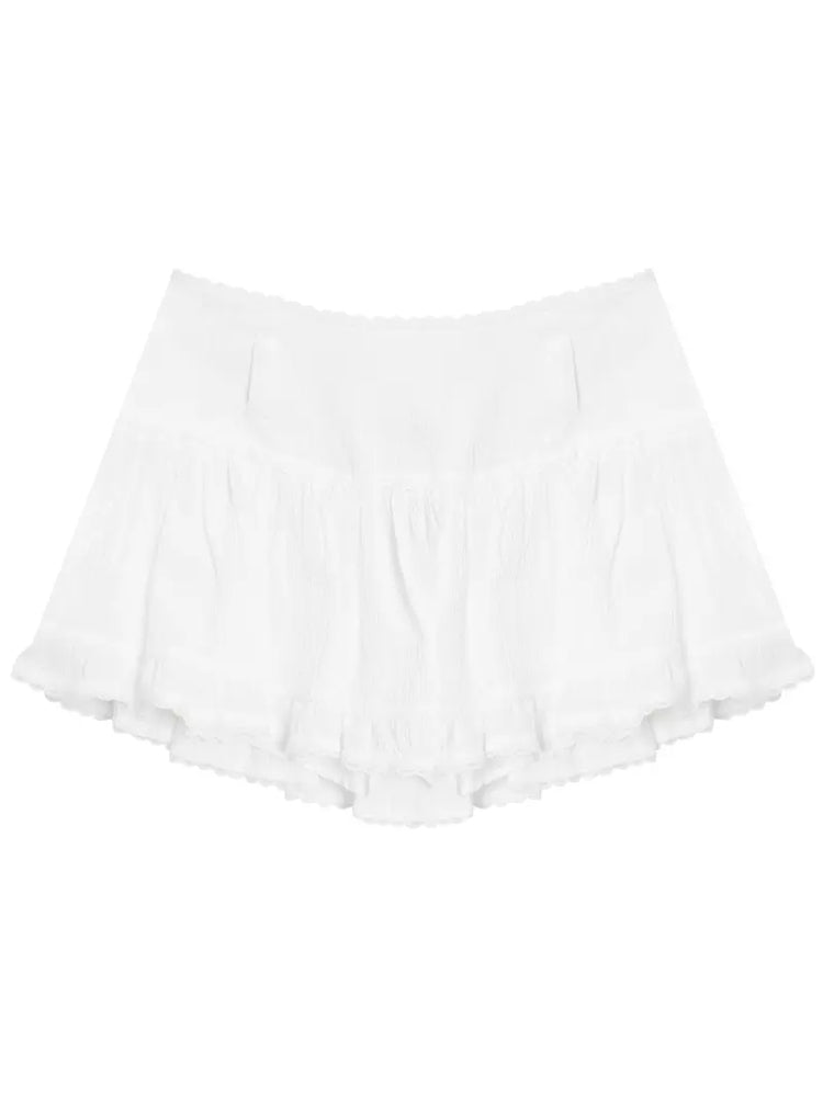 High waist lace a-line short skirt【s0000007833】