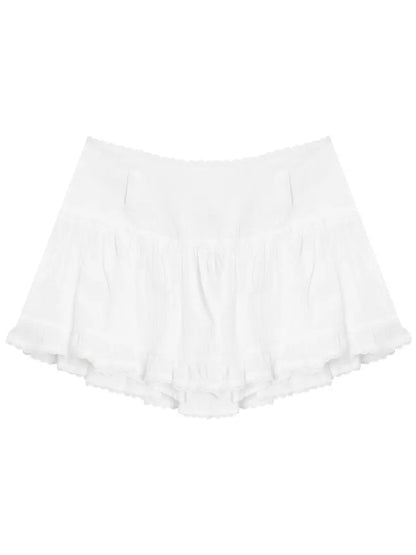 High waist lace a-line short skirt【s0000007833】