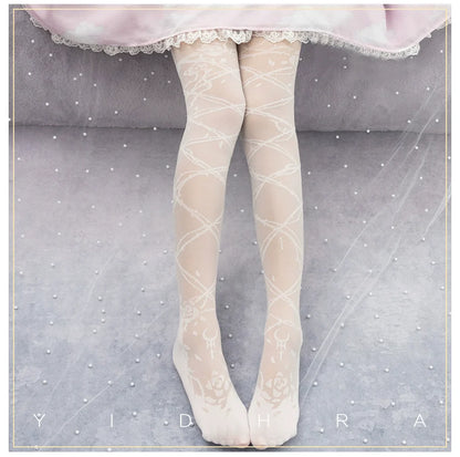 Glass Yarn Gothic Lolita Tights for Tropical Elegance