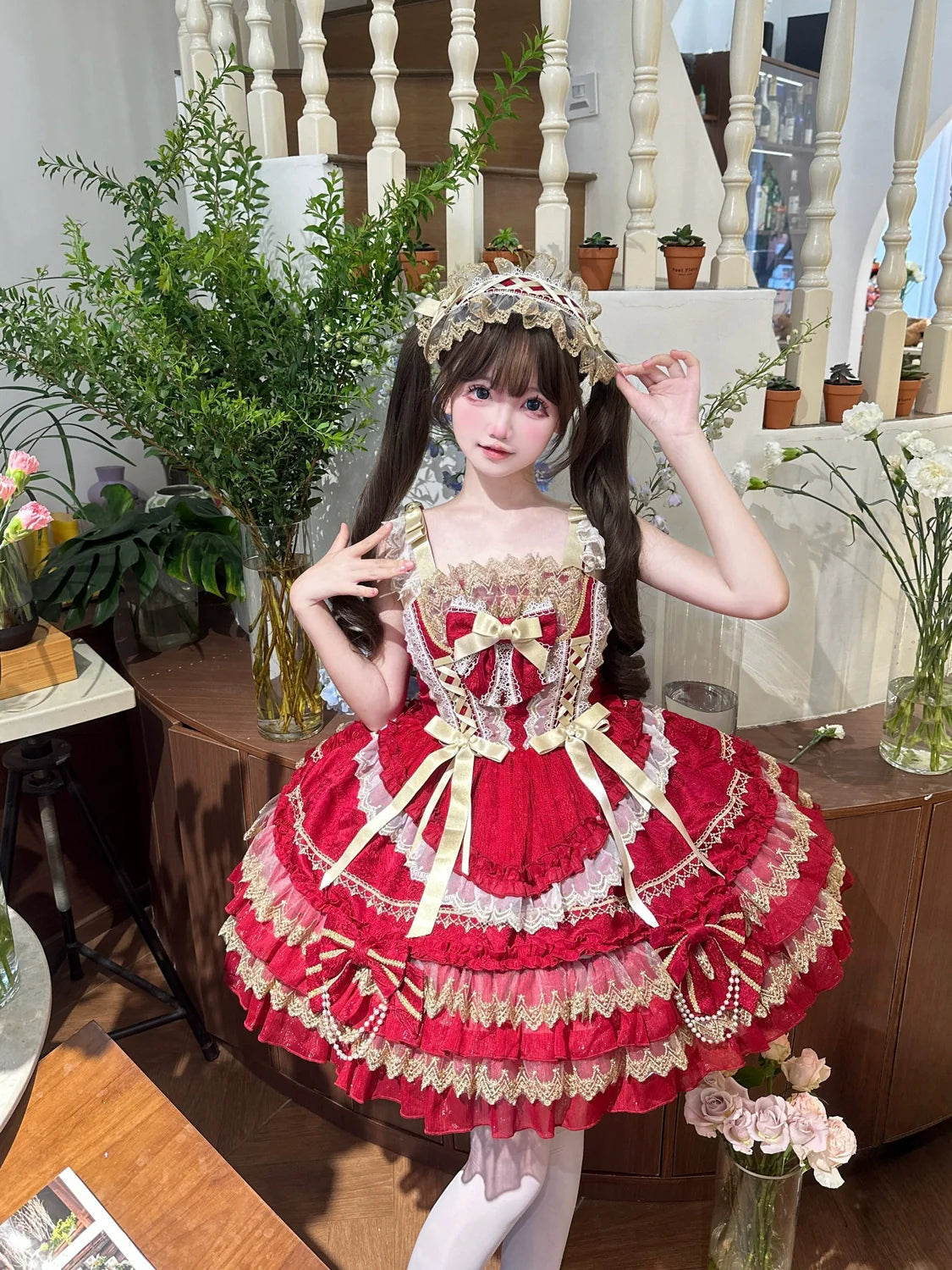 Hanguliang - Gilded Memories - Princess Lolita Jumper Dress, Tiered Ruffles