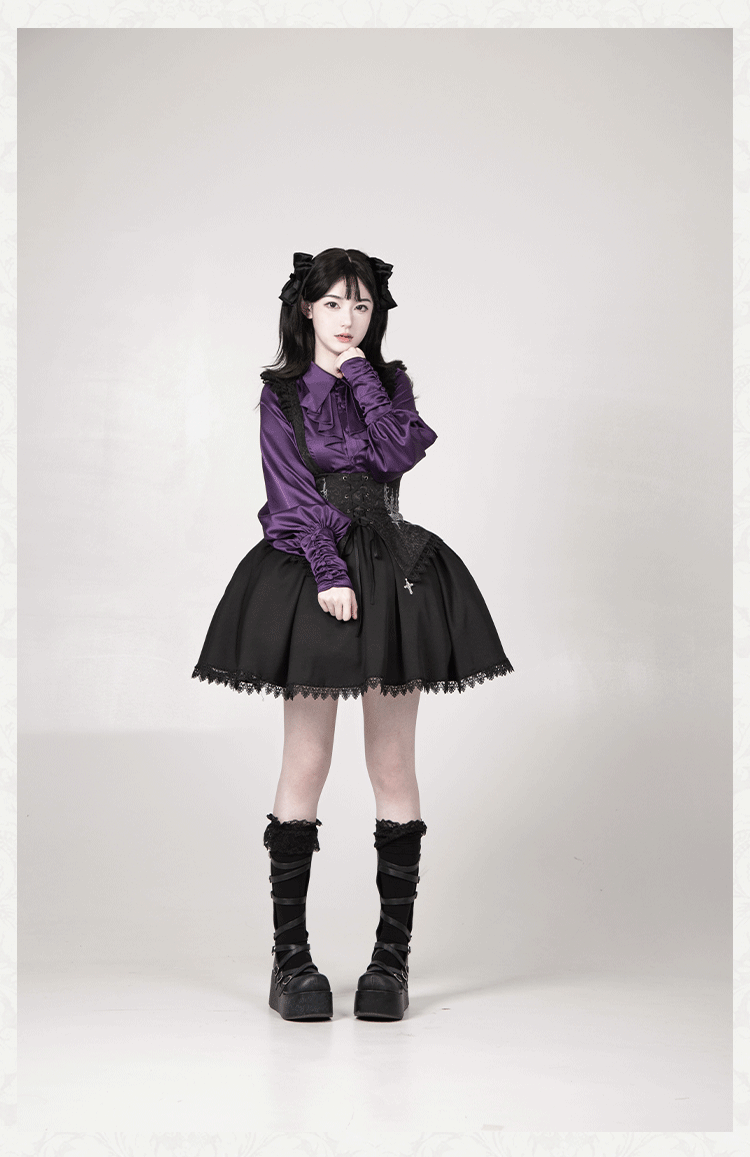 With PUJI - Thorny Night - Gothic Lolita Bust-supporting Skirt With Removable&Adjustable Strap