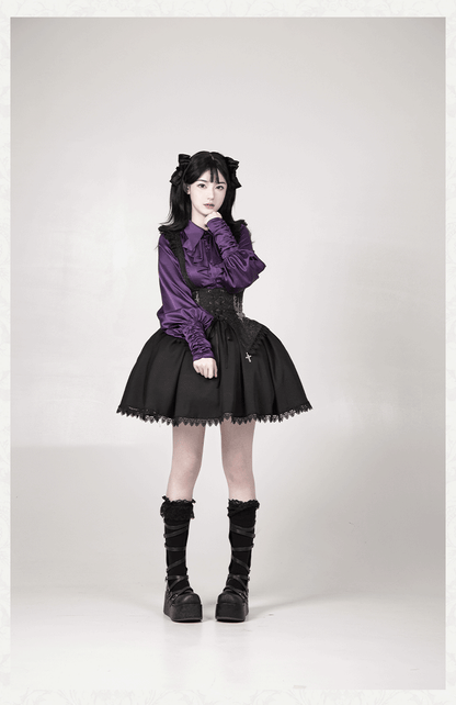 With PUJI - Thorny Night - Gothic Lolita Bust-supporting Skirt With Removable&Adjustable Strap