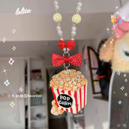 Bear Doll - Sweet Lolita Necklace Cute Beaded Cake Popcorn Tomato Shape Accessories