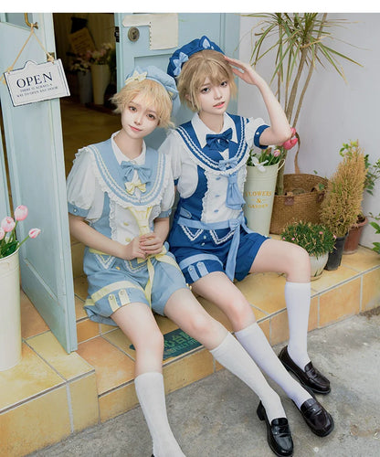 Forest Fluorescent Carps - Small Animal Team - Ouji Lolita Suit Male Lolita Shirt Shorts