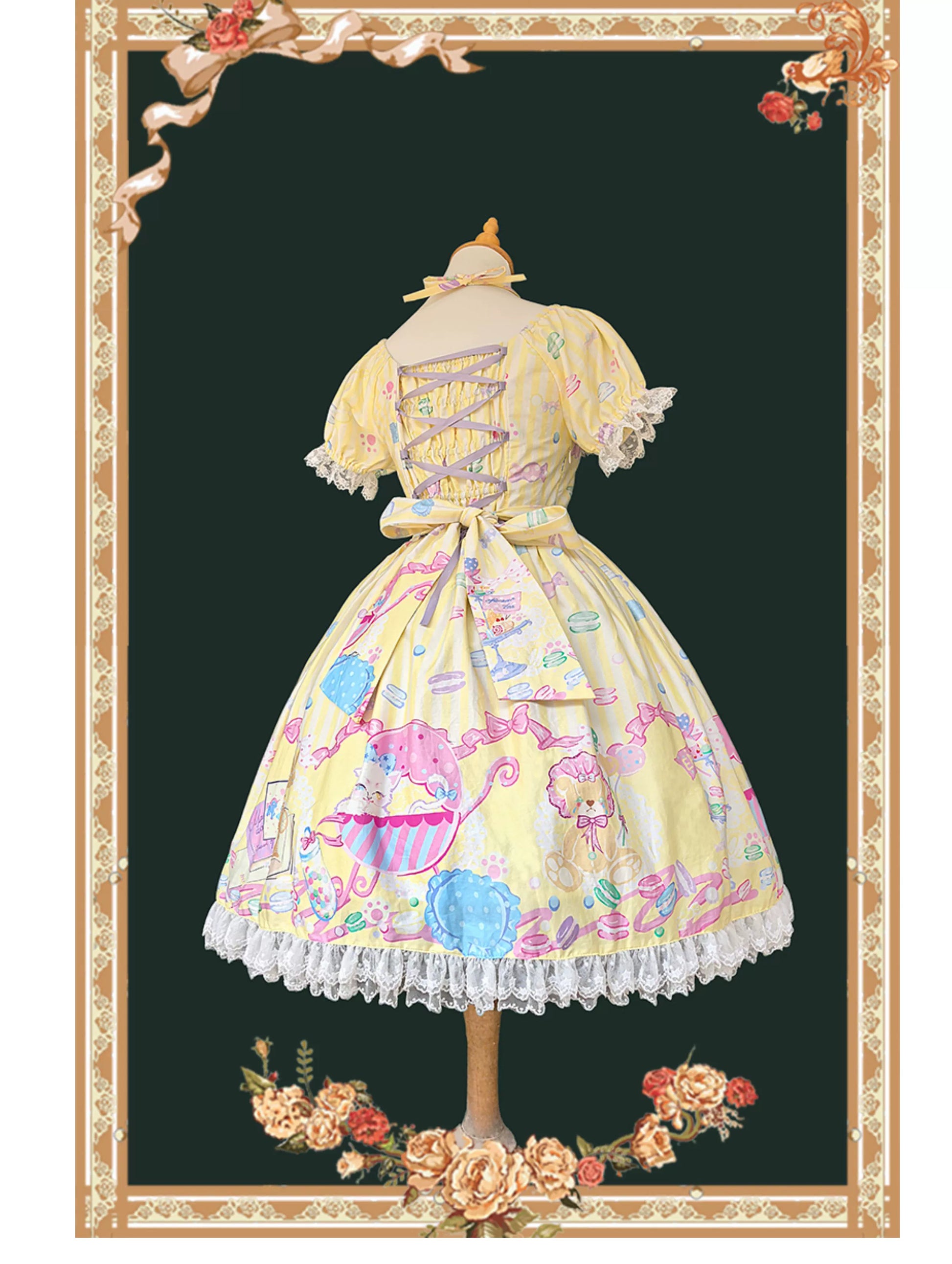 Infanta - Macaron Dolly House - Sweet Lolita OP Printed Dress, Side Zipper
