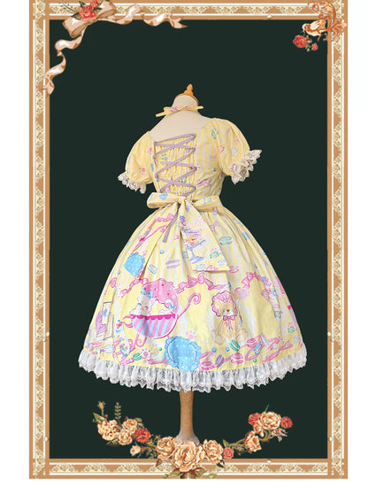 Infanta - Macaron Dolly House - Sweet Lolita OP Printed Dress, Side Zipper