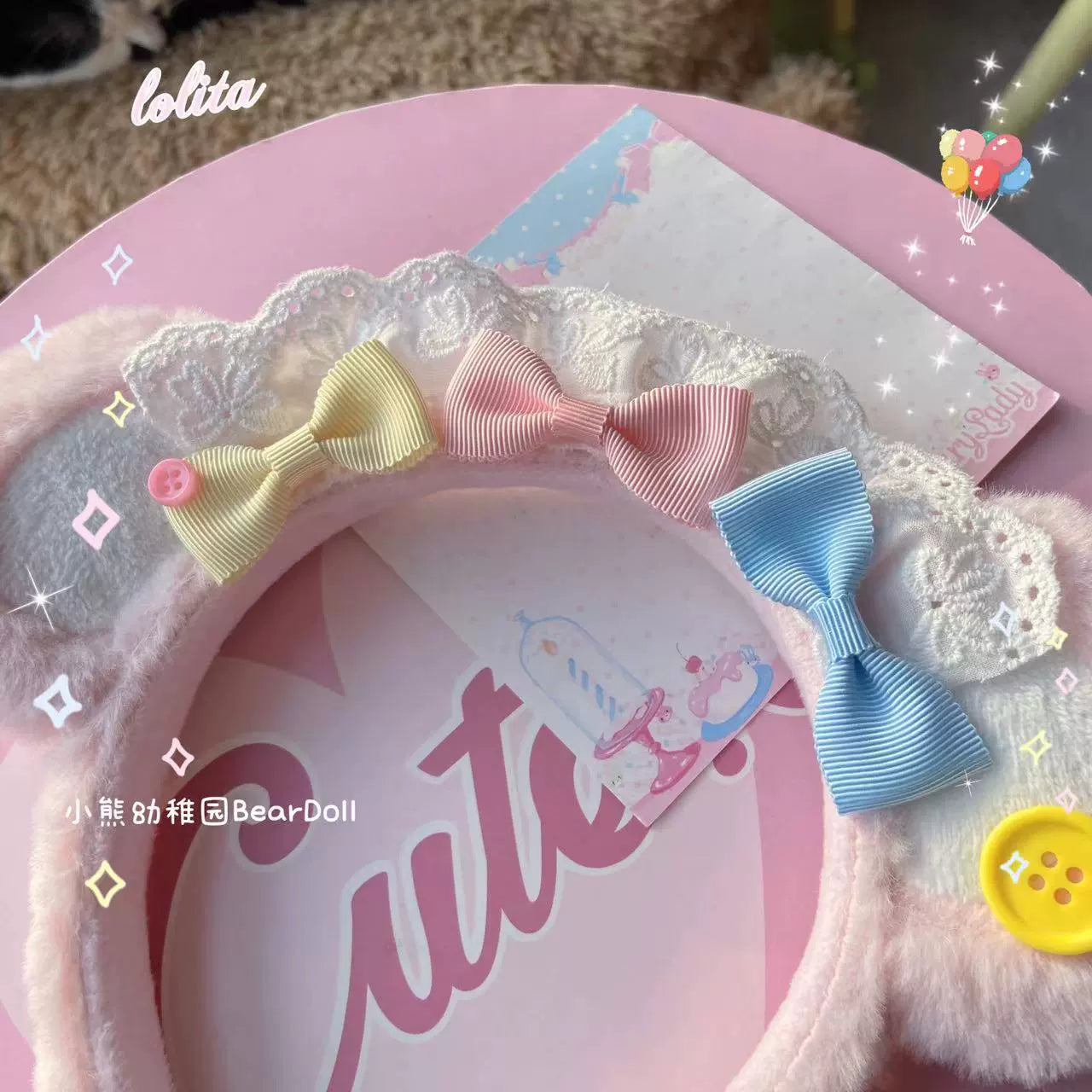 Bear Doll - Kawaii Lolita KC Sweet Butterfly Bow Lolita Headband