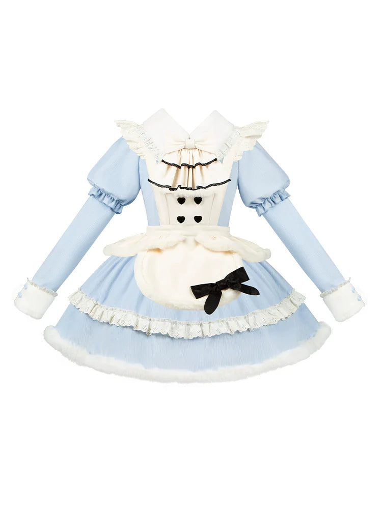 With PUJI - Rabbit&Alice - Sweet Twin Lolita OP Dress Doll Apron Dress Set